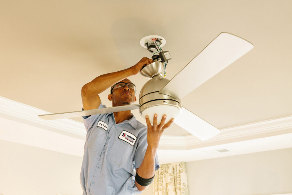 ceiling fan installation by Leesburg Electricians SESCOS